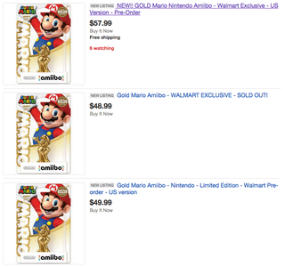 Illustration for article titled Gold Amiibos Already Sold Out, Going For Stupid Prices On eBay